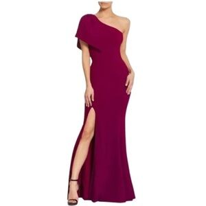 Dress The Population Georgina One Shoulder Bow Gown Magenta